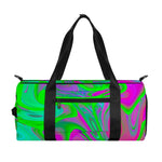 Neon Green Pink Psychedelic Trippy Print Gym Bag