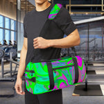 Neon Green Pink Psychedelic Trippy Print Gym Bag