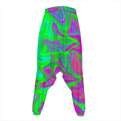Neon Green Pink Psychedelic Trippy Print Hammer Pants