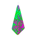 Neon Green Pink Psychedelic Trippy Print Hand Towel