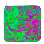 Neon Green Pink Psychedelic Trippy Print Hand Towel