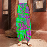 Neon Green Pink Psychedelic Trippy Print Harem Pants