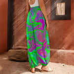 Neon Green Pink Psychedelic Trippy Print Harem Pants