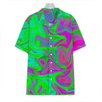 Neon Green Pink Psychedelic Trippy Print Hawaiian Shirt