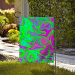 Neon Green Pink Psychedelic Trippy Print House Flag