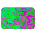 Neon Green Pink Psychedelic Trippy Print Indoor Door Mat