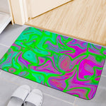 Neon Green Pink Psychedelic Trippy Print Indoor Door Mat