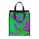 Neon Green Pink Psychedelic Trippy Print Insulated Lunch Tote