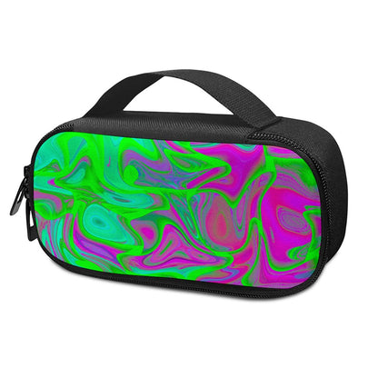 Neon Green Pink Psychedelic Trippy Print Insulin Cooler Travel Case