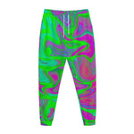 Neon Green Pink Psychedelic Trippy Print Jogger Pants