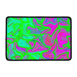 Neon Green Pink Psychedelic Trippy Print Kitchen Mat