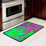 Neon Green Pink Psychedelic Trippy Print Kitchen Mat