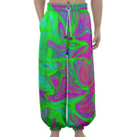 Neon Green Pink Psychedelic Trippy Print Lantern Pants