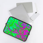 Neon Green Pink Psychedelic Trippy Print Laptop Sleeve