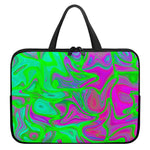 Neon Green Pink Psychedelic Trippy Print Laptop Sleeve With Handle