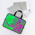 Neon Green Pink Psychedelic Trippy Print Laptop Sleeve With Handle
