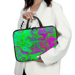 Neon Green Pink Psychedelic Trippy Print Laptop Sleeve With Handle
