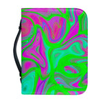 Neon Green Pink Psychedelic Trippy Print Leather Bible Cover
