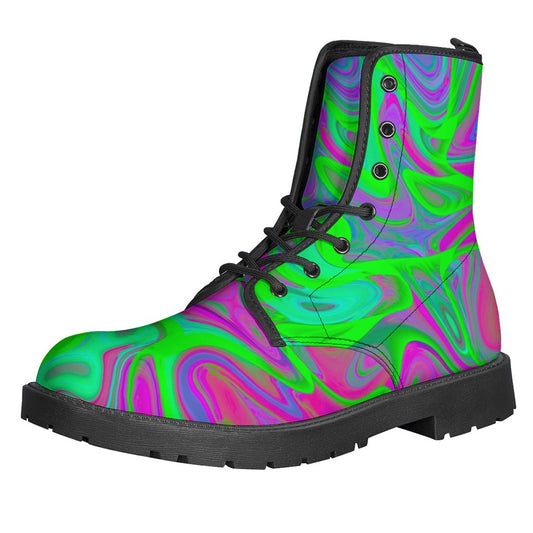 Neon Green Pink Psychedelic Trippy Print Backpack