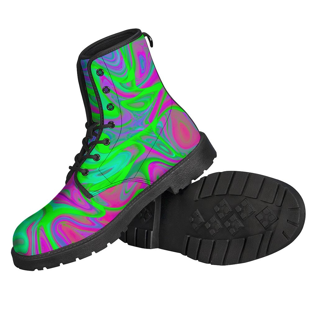 Neon Green Pink Psychedelic Trippy Print Backpack