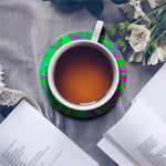 Neon Green Pink Psychedelic Trippy Print Leather Coaster Set