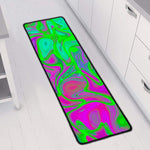 Neon Green Pink Psychedelic Trippy Print Long Kitchen Mat