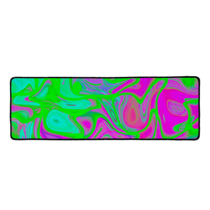 Neon Green Pink Psychedelic Trippy Print Long Kitchen Mat