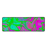 Neon Green Pink Psychedelic Trippy Print Long Kitchen Mat