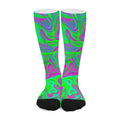 Neon Green Pink Psychedelic Trippy Print Long Socks
