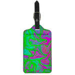 Neon Green Pink Psychedelic Trippy Print Luggage Tag