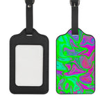Neon Green Pink Psychedelic Trippy Print Luggage Tag