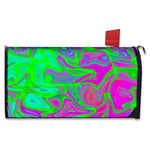 Neon Green Pink Psychedelic Trippy Print Mailbox Cover