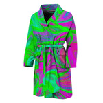 Neon Green Pink Psychedelic Trippy Print Men's Bathrobe