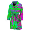 Neon Green Pink Psychedelic Trippy Print Men's Bathrobe