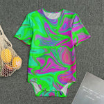Neon Green Pink Psychedelic Trippy Print Men's Bodysuit