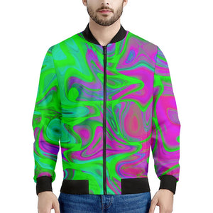 Neon Green Pink Psychedelic Trippy Print Men's Bomber Jacket