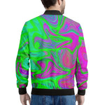 Neon Green Pink Psychedelic Trippy Print Men's Bomber Jacket