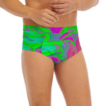 Neon Green Pink Psychedelic Trippy Print Men's Briefs