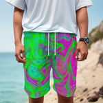 Neon Green Pink Psychedelic Trippy Print Men's Cargo Shorts
