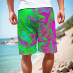 Neon Green Pink Psychedelic Trippy Print Men's Cargo Shorts