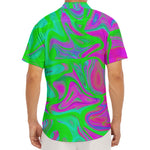 Neon Green Pink Psychedelic Trippy Print Men's Deep V-Neck Shirt