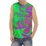 Neon Green Pink Psychedelic Trippy Print Men's Fitness Tank Top
