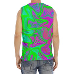 Neon Green Pink Psychedelic Trippy Print Men's Fitness Tank Top