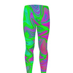 Neon Green Pink Psychedelic Trippy Print Men's leggings