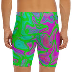Neon Green Pink Psychedelic Trippy Print Men's Long Boxer Briefs