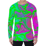 Neon Green Pink Psychedelic Trippy Print Men's Long Sleeve T-Shirt