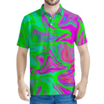 Neon Green Pink Psychedelic Trippy Print Men's Polo Shirt