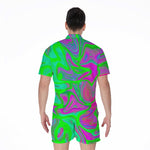 Neon Green Pink Psychedelic Trippy Print Men's Rompers