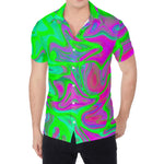 Neon Green Pink Psychedelic Trippy Print Men's Shirt