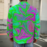 Neon Green Pink Psychedelic Trippy Print Men's Shirt Jacket